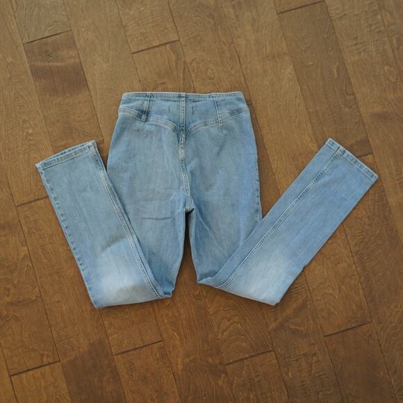 Free People We The Free Tex Slim High Rise Button Fly Jeans Women's 25 Blue Y2K - Picture 3 of 6